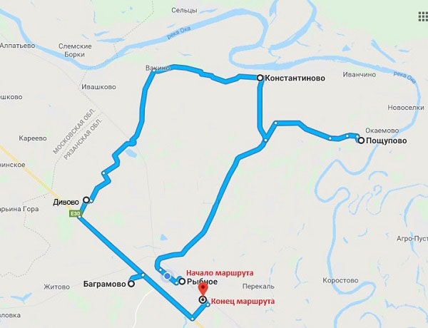 Карта Рыбновского района